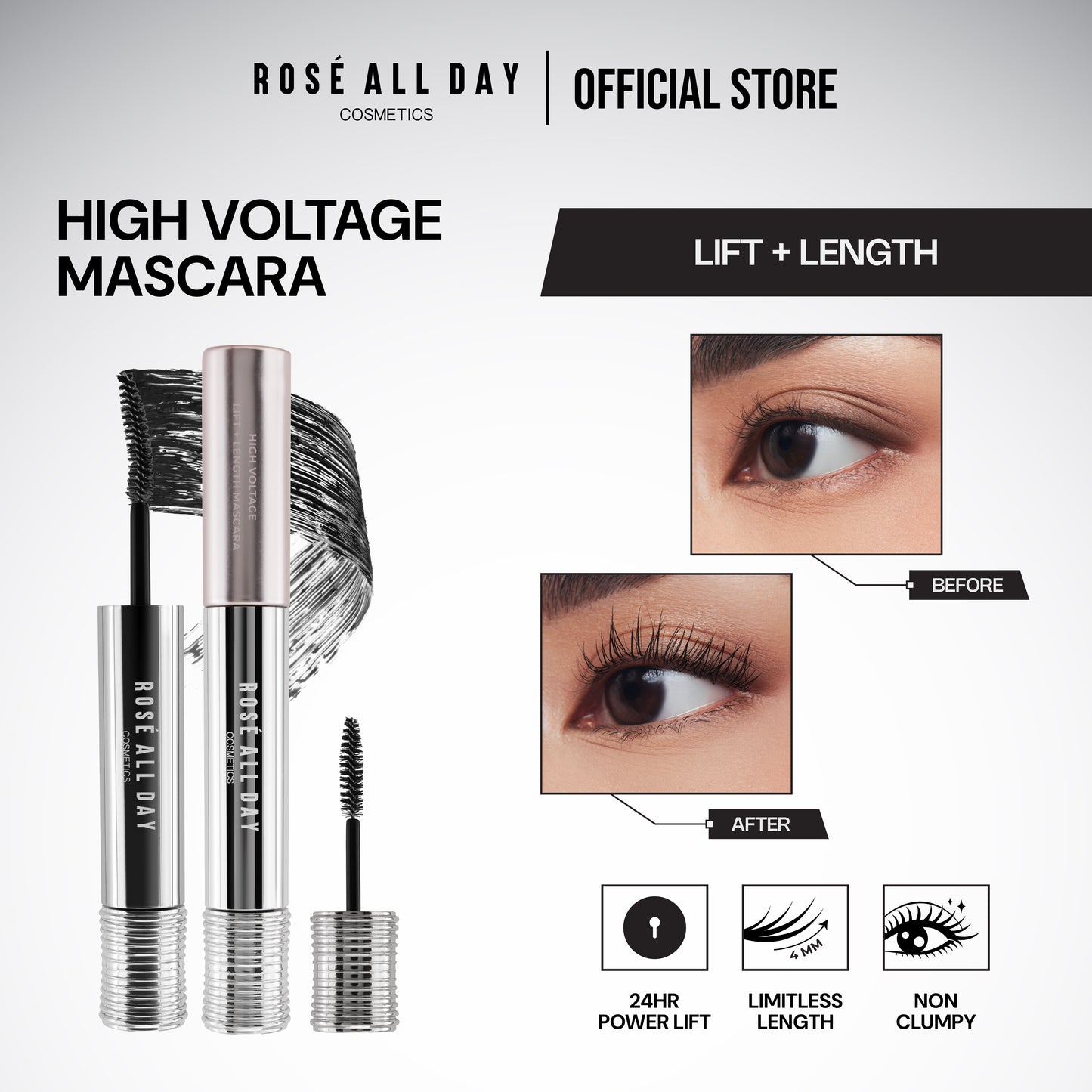 Rosé All Day High Voltage Lift + Length Mascara