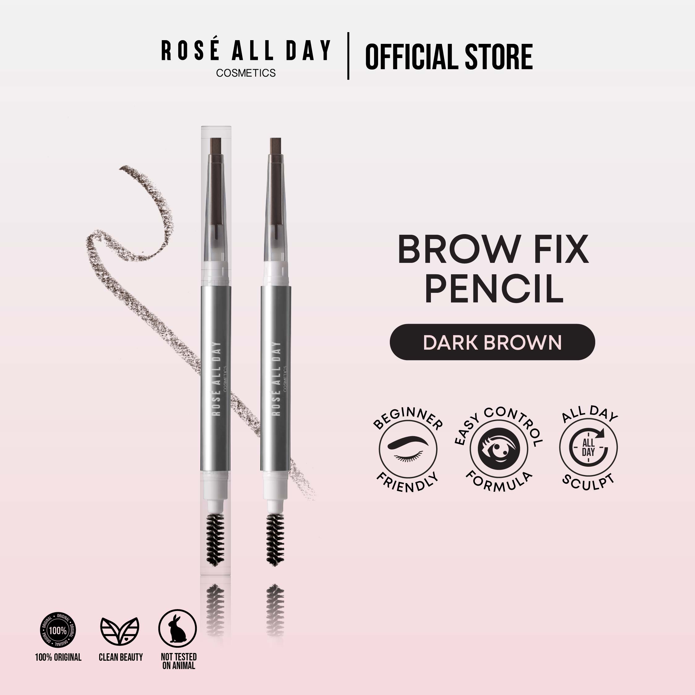 Rosé All Day Brow Fix Eyebrow Pencil in Dark Brown