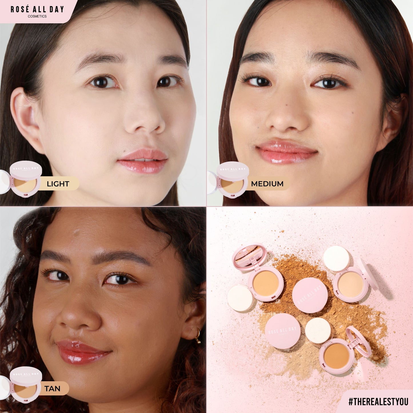 Rose All Day The Realest Lightweight Compact Powder in Medium