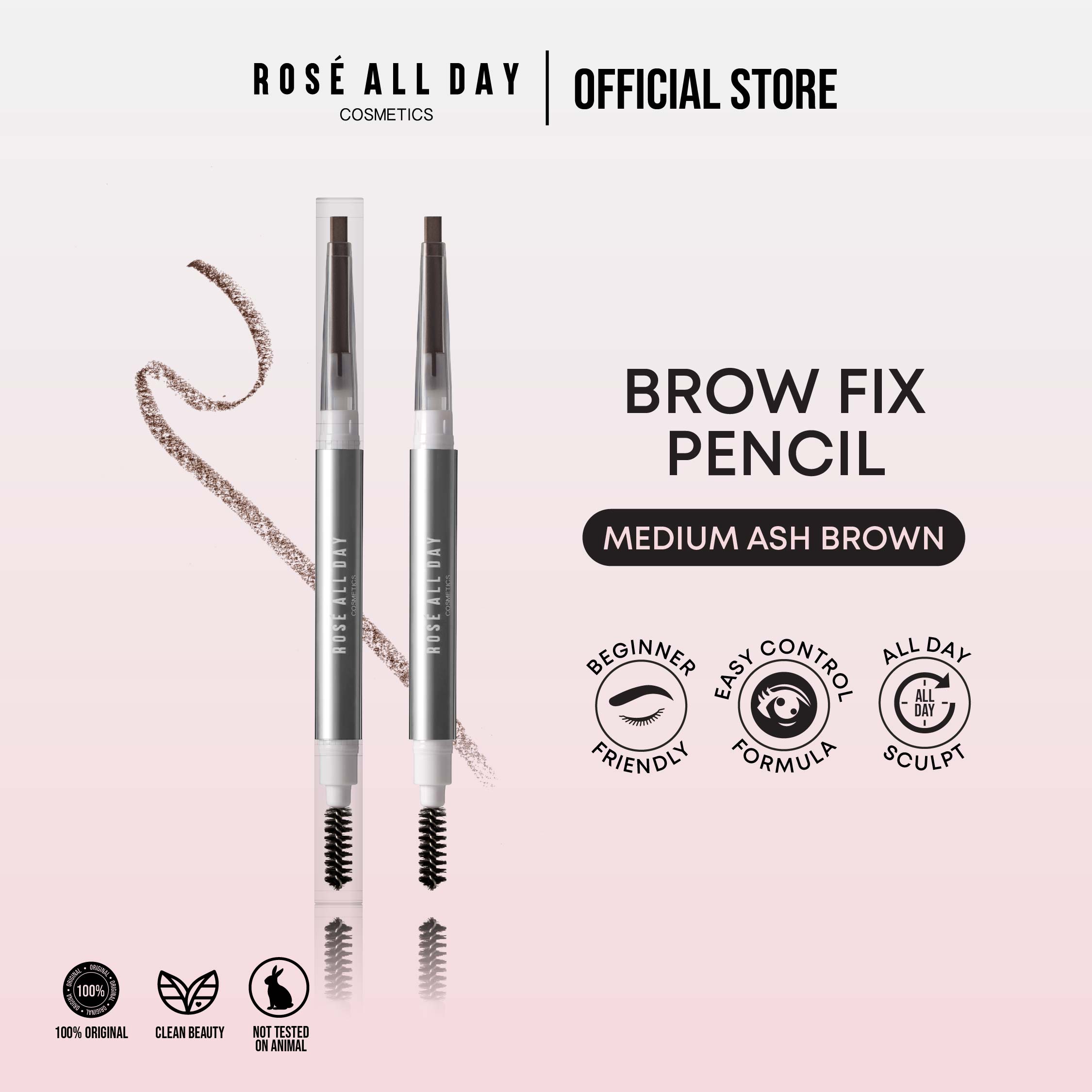 Rosé All Day Brow Fix Eyebrow Pencil in Medium Ash Brown