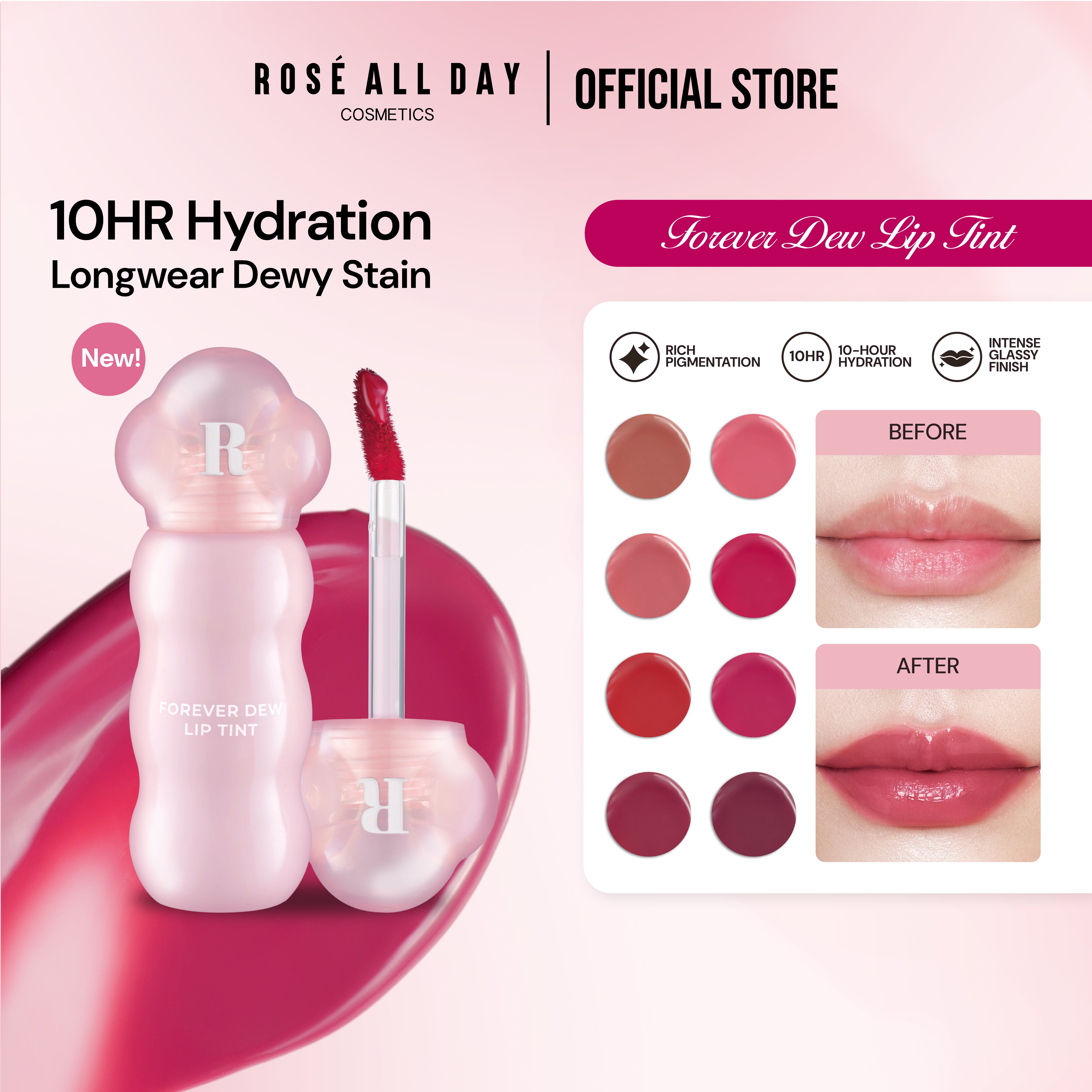 ファンデーション rosecat NEW] Rose All Day Forever Dew Lip Tint – Rosé All Day Cosmetics