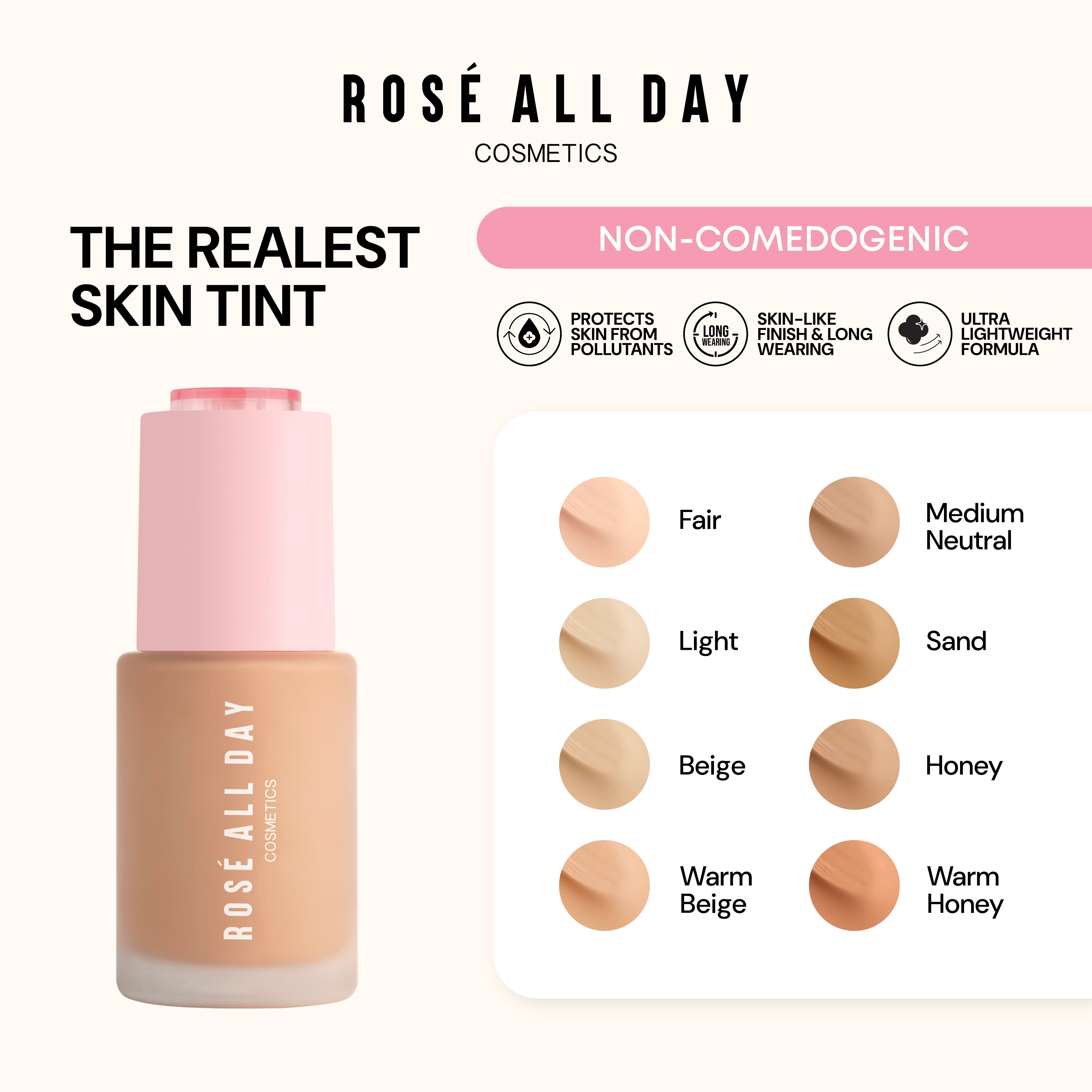 NEW PACKAGING] Rosé All Day The Realest Lightweight Skin Tint