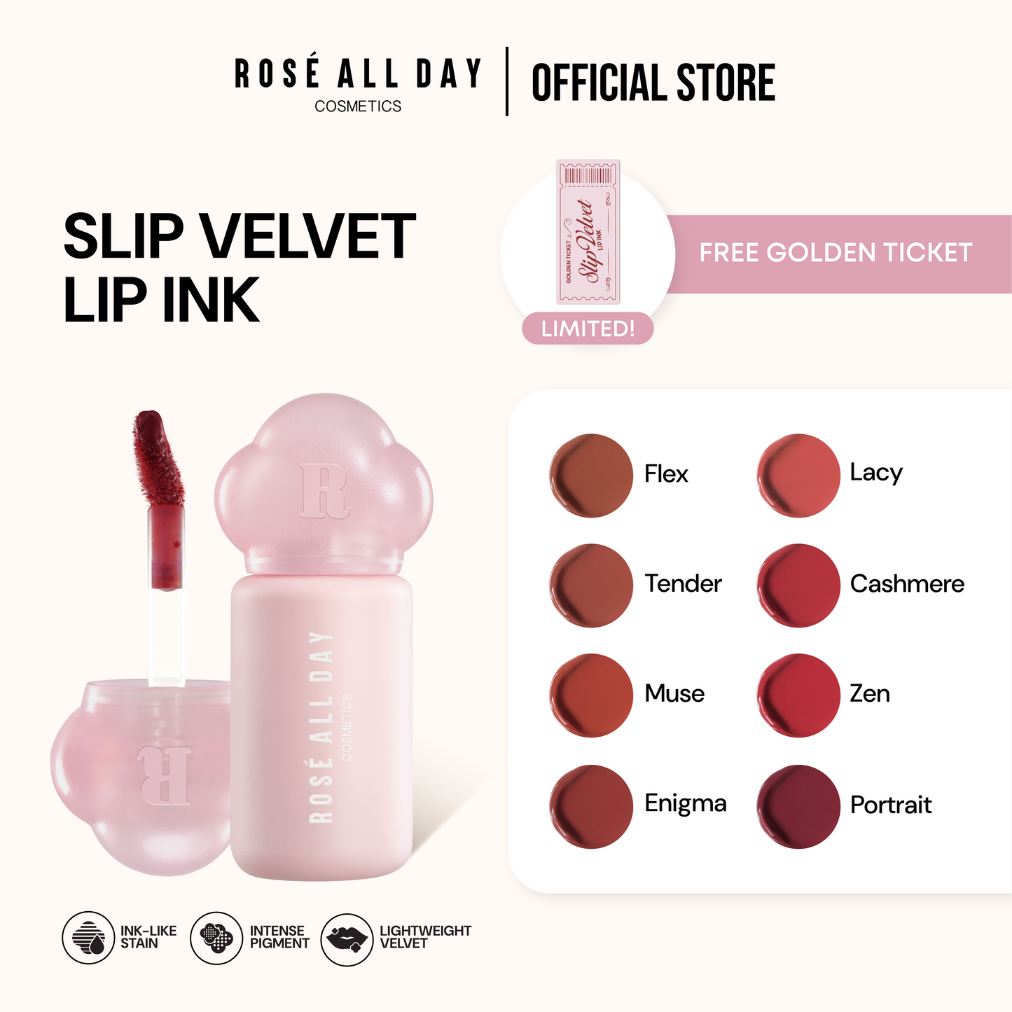 [NEW LAUNCH] Rosé All Day - Slip Velvet Lip Ink | Smudgeproof & Tahan Lama